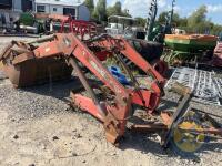 Massey Ferguson loader with brackets, stand and bucket