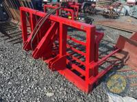 Red pushoff buckrake with side tongs - 2