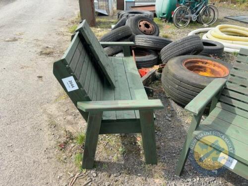 Green wooden garden bench