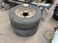 2 tyres & rims off cattle trailer 185/70-13