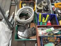box of tractor and car parts