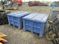 2 blue bin & lids