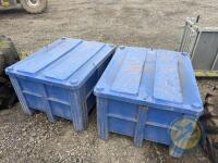 2 blue bin & lids - 2