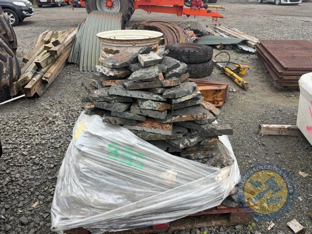Pallets of basalt stones