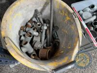 Bucket of galvanised pipe fittings & bolts - 2