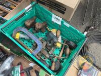 green box vices and lamp etc - 2