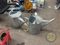 2x galvanised watering cans