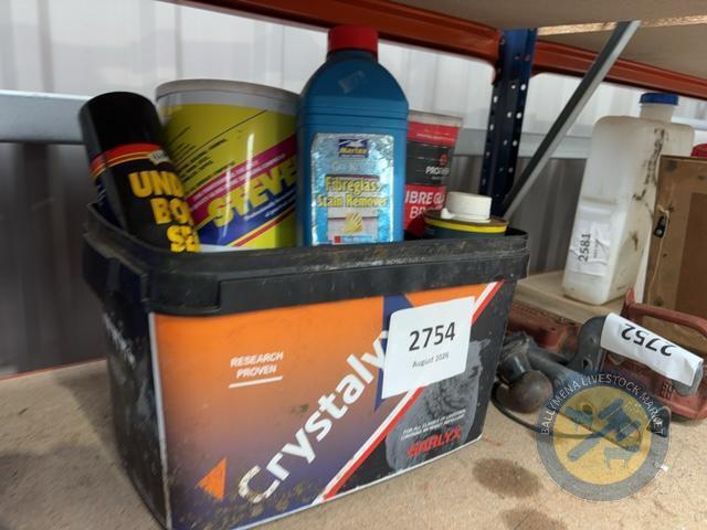 bucket of car stuff