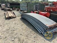 Bundle of round roof corrugated tin & bundle of green off 30ft roof