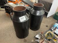 2x Black Metal Creamery Cans