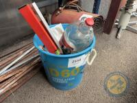 Blue Tub of Builders Tools & Glass Jar