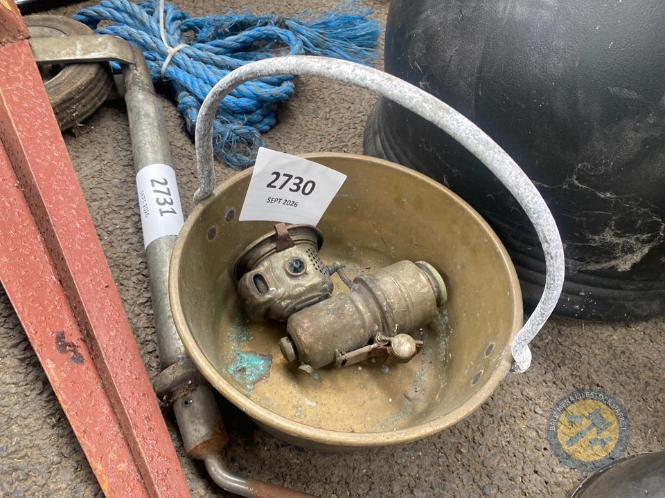 Brass Bucket & Lamp