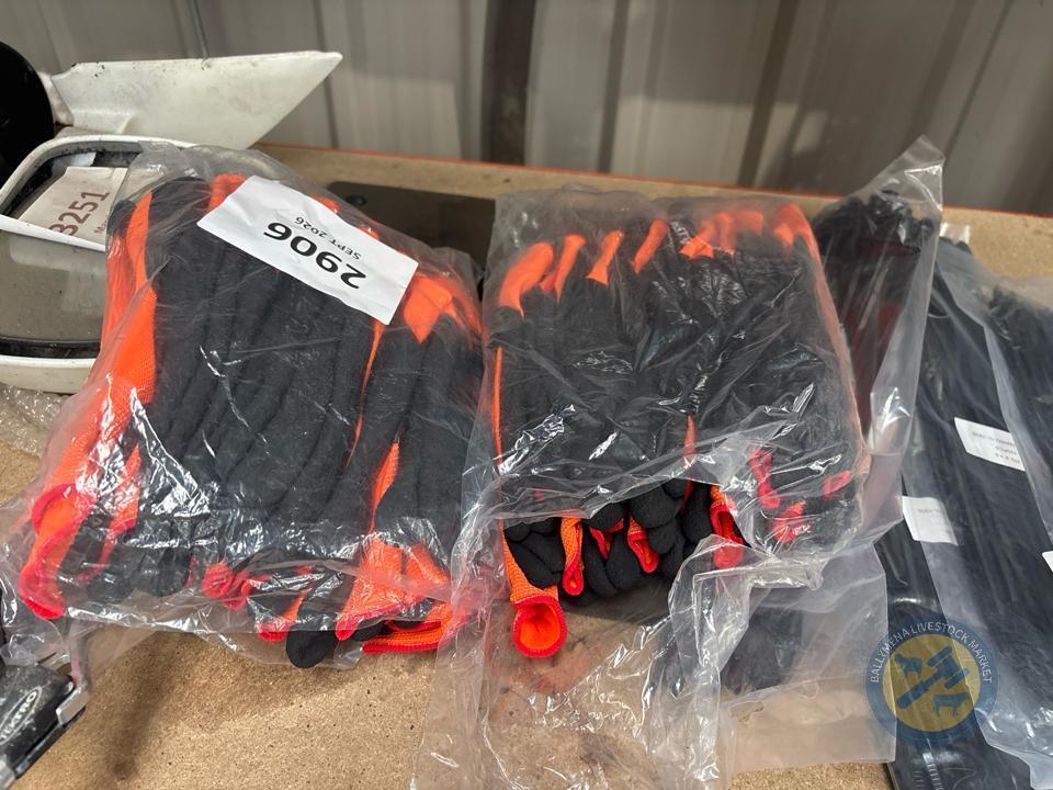 2 x 12 pack orange / black gloves