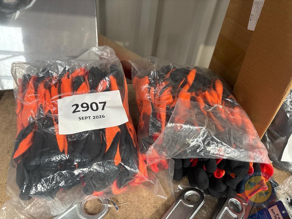 2 x 12 pack orange / black gloves