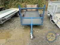Single Axle Flat Trailer Back Board & Ladder Rack (Blue Frame) - 2