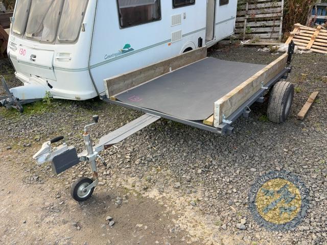 Single Axle Flat Trailer with Sides and Stockboard Floor