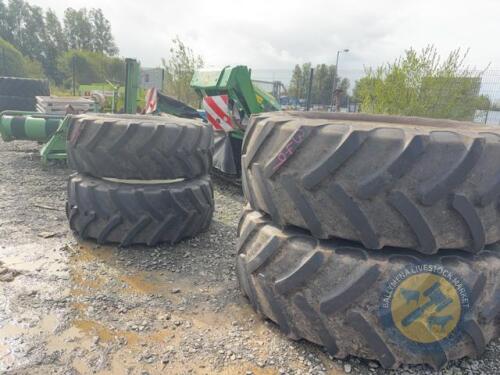 2x 580/70 R38 Seat Tyres & Rims & 2x 480/70 R28 off New Holland T70