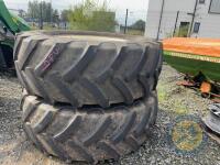 2x 580/70 R38 Seat Tyres & Rims & 2x 480/70 R28 off New Holland T70 - 2