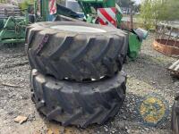 2x 580/70 R38 Seat Tyres & Rims & 2x 480/70 R28 off New Holland T70 - 3