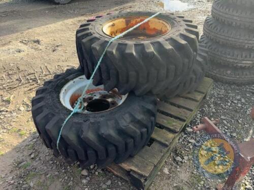 3x Heavy Duty Wheels 6 Stud 12.16 5 Silicone Filled Puncture Proof Fit Dumper or Drilled for 8 Stud Skidsteer Hubs