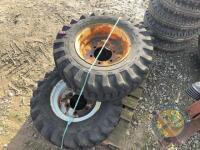 3x Heavy Duty Wheels 6 Stud 12.16 5 Silicone Filled Puncture Proof Fit Dumper or Drilled for 8 Stud Skidsteer Hubs - 2