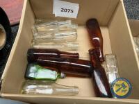 Box lot of coloured bottles