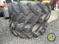 2 rear tractor tyres trelleborg 580/70R38