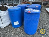 6 blue plastic barrels - 2