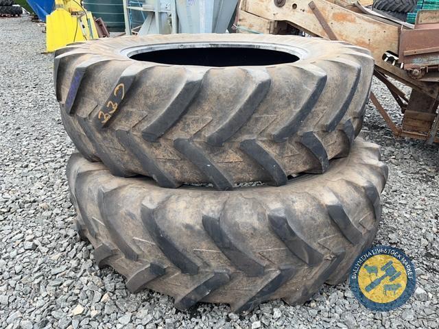 2x Michelin Agribib rear tractor tyres 18.4R38