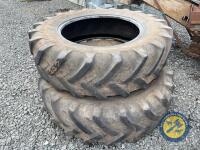 2x Michelin Agribib rear tractor tyres 18.4R38 - 2