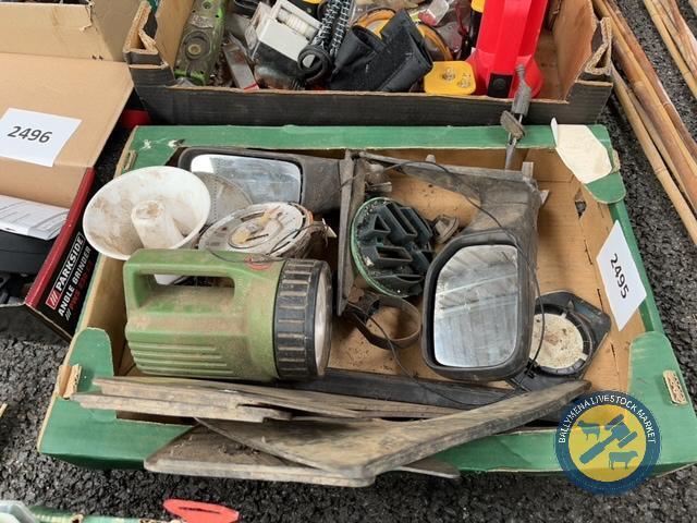 Box lot of car parts , mirrors, mudflaps